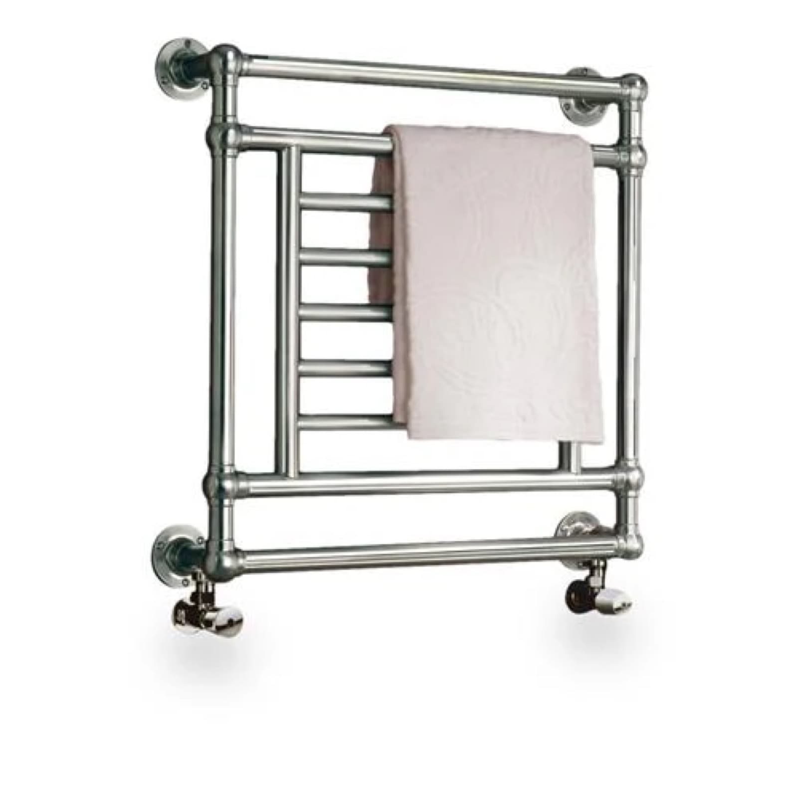 Heated towel warmer rail in a bathroom
