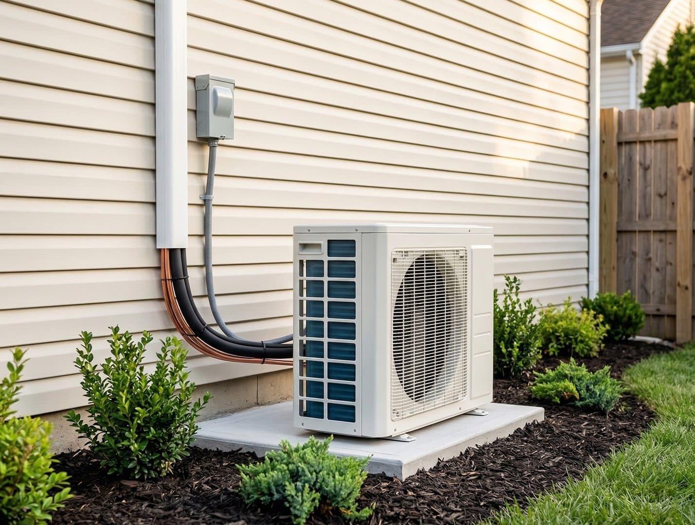 AC condenser unit outside a Suffolk County home