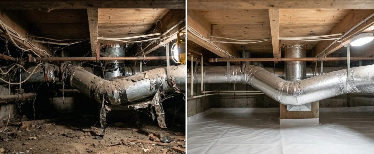 Before and after heat pump installation on Long Island home