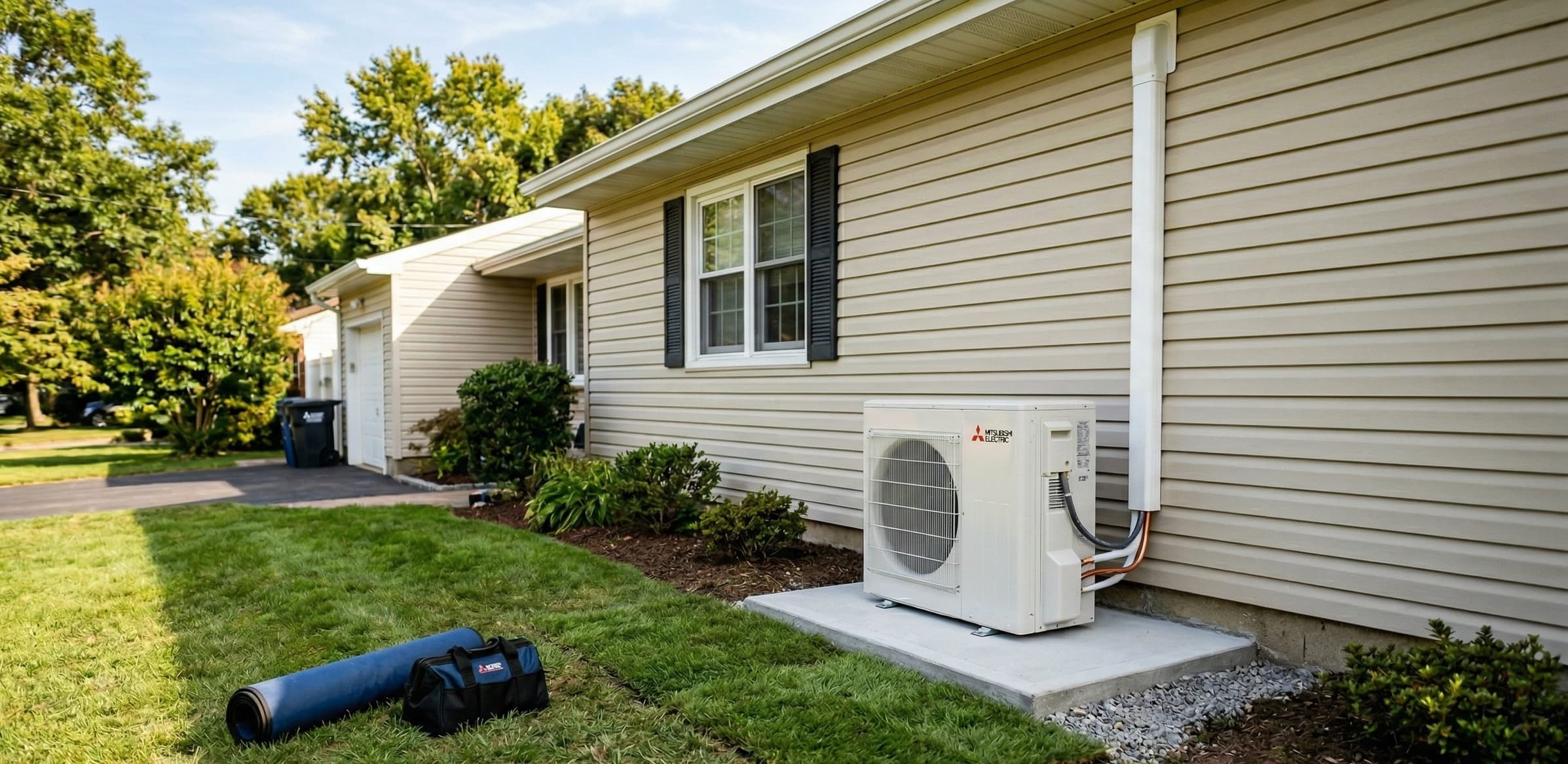 Colonial home with ductless mini split installed