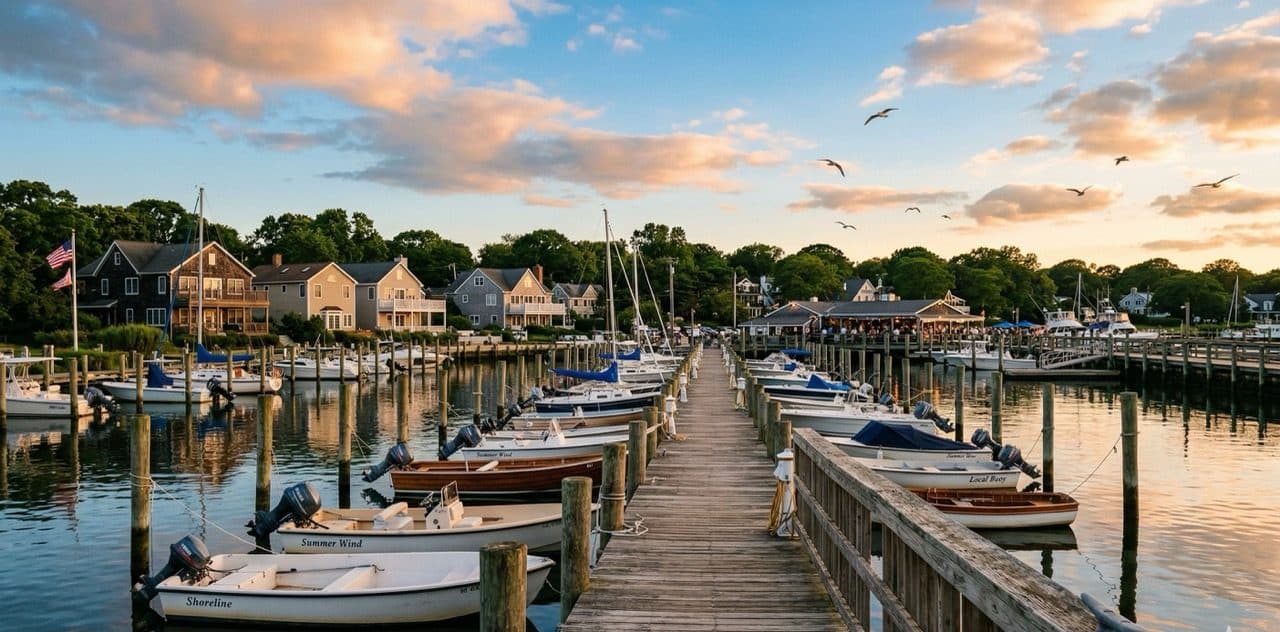 Patchogue marina at golden hour