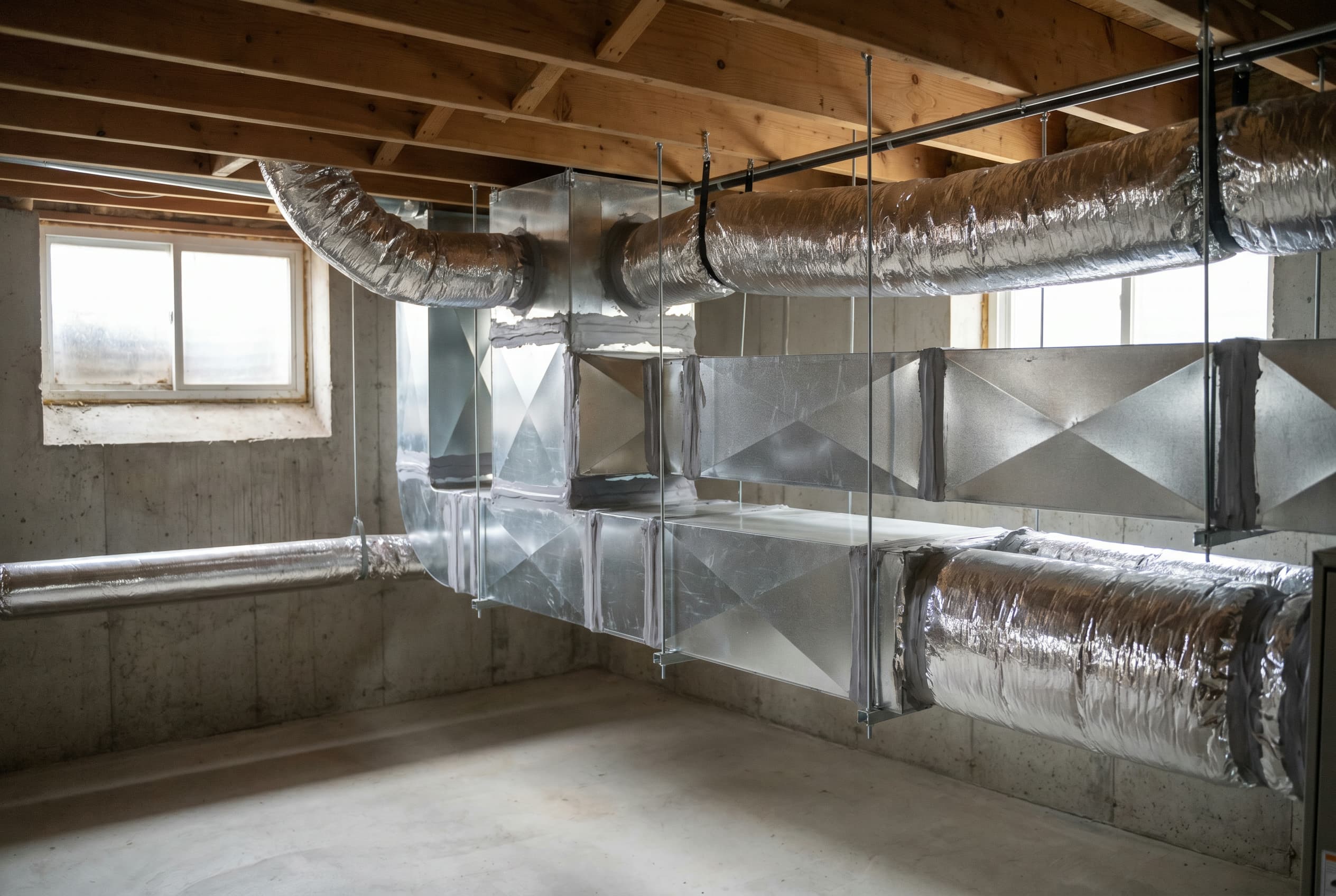Clean residential ductwork in a Long Island home