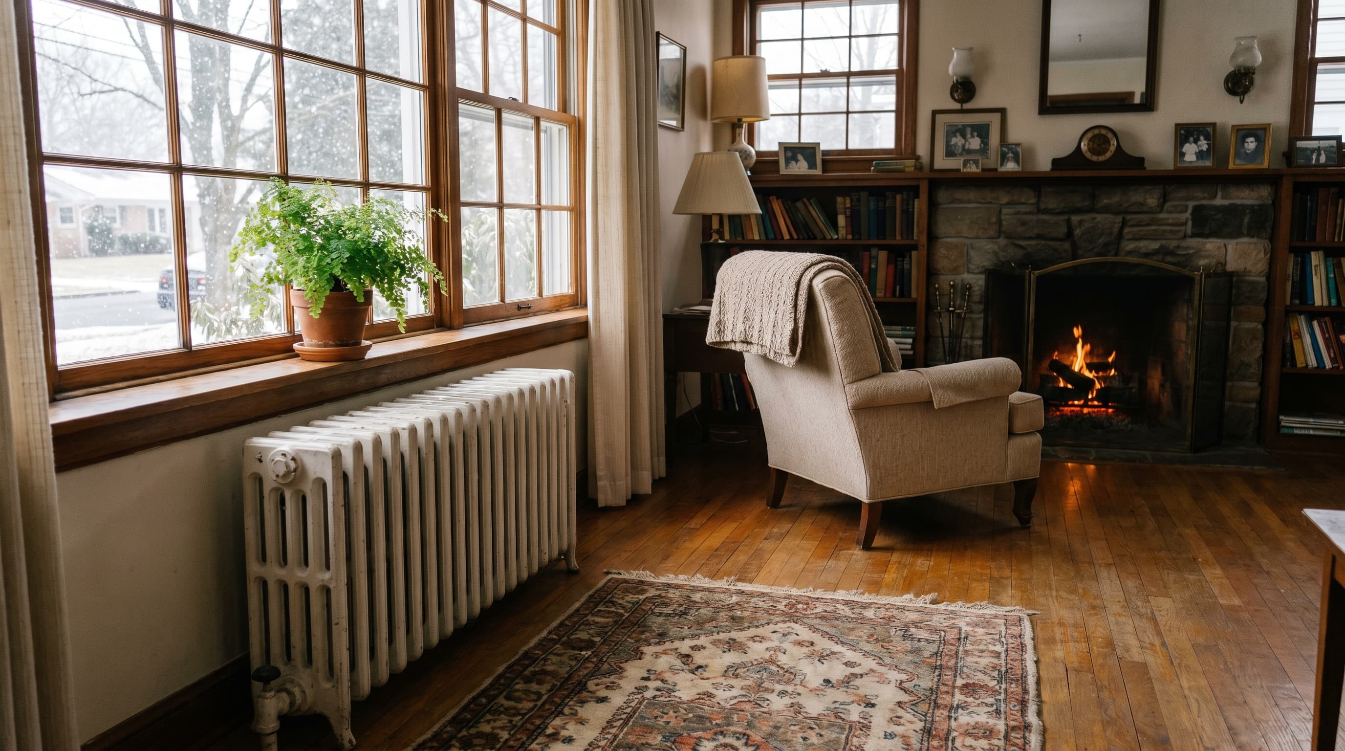 Classic cast iron radiator in a Long Island home
