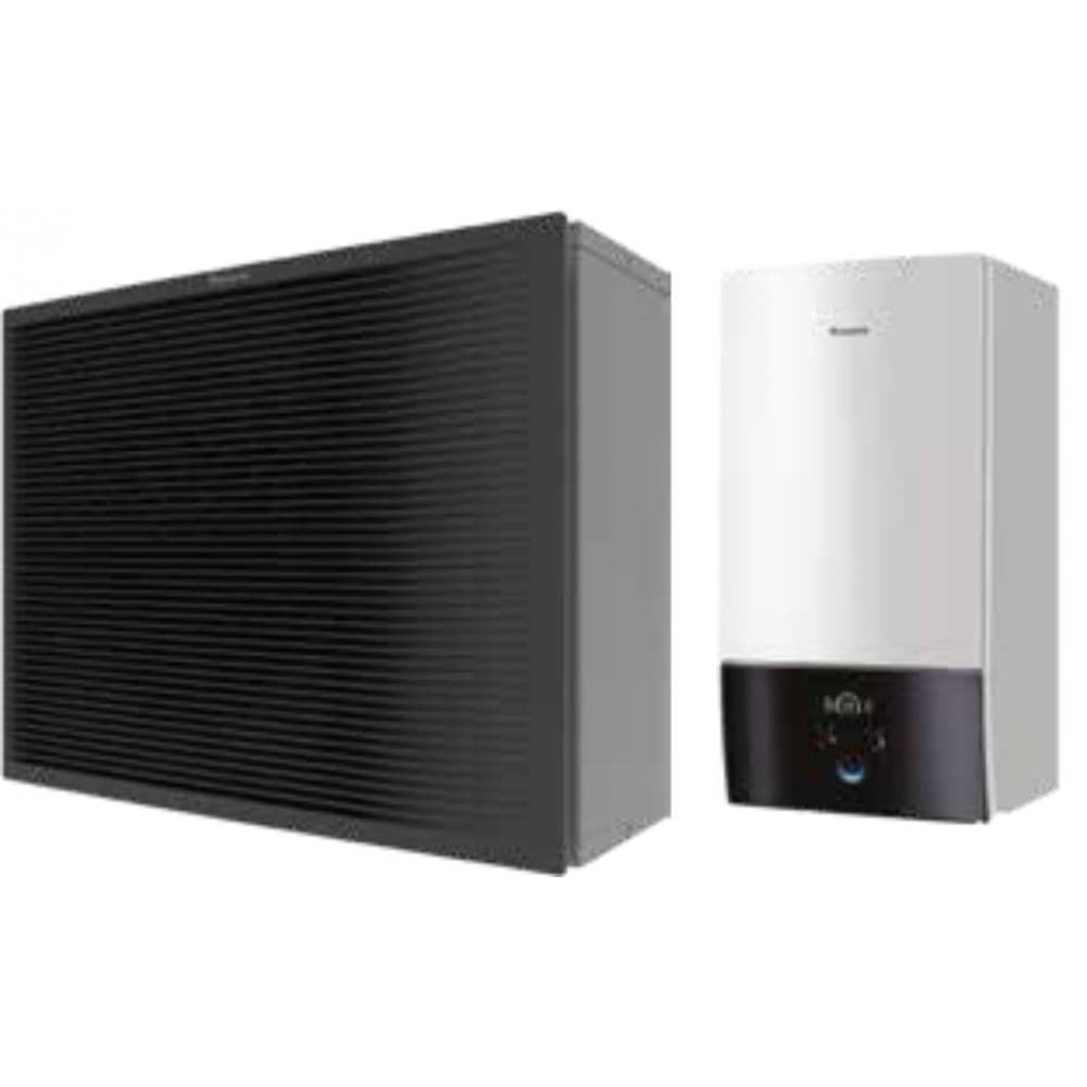 Daikin Altherma outdoor heat pump unit next to the indoor wall-mounted hydrobox